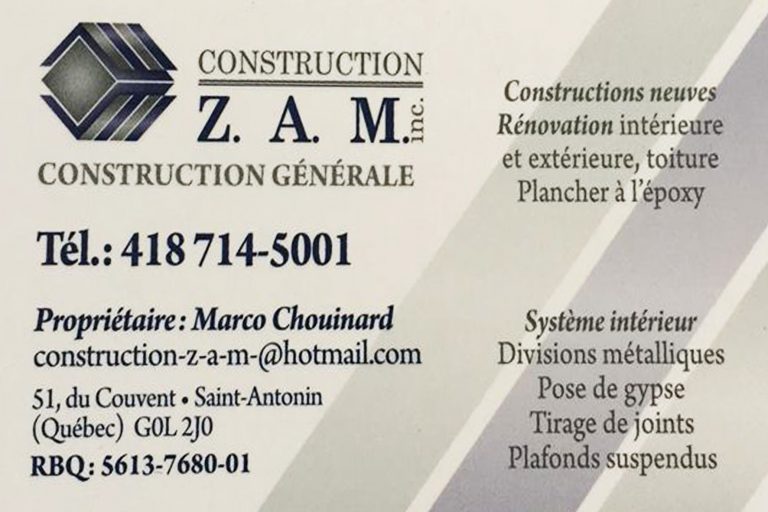 CONSTRUCTION Z A M INC