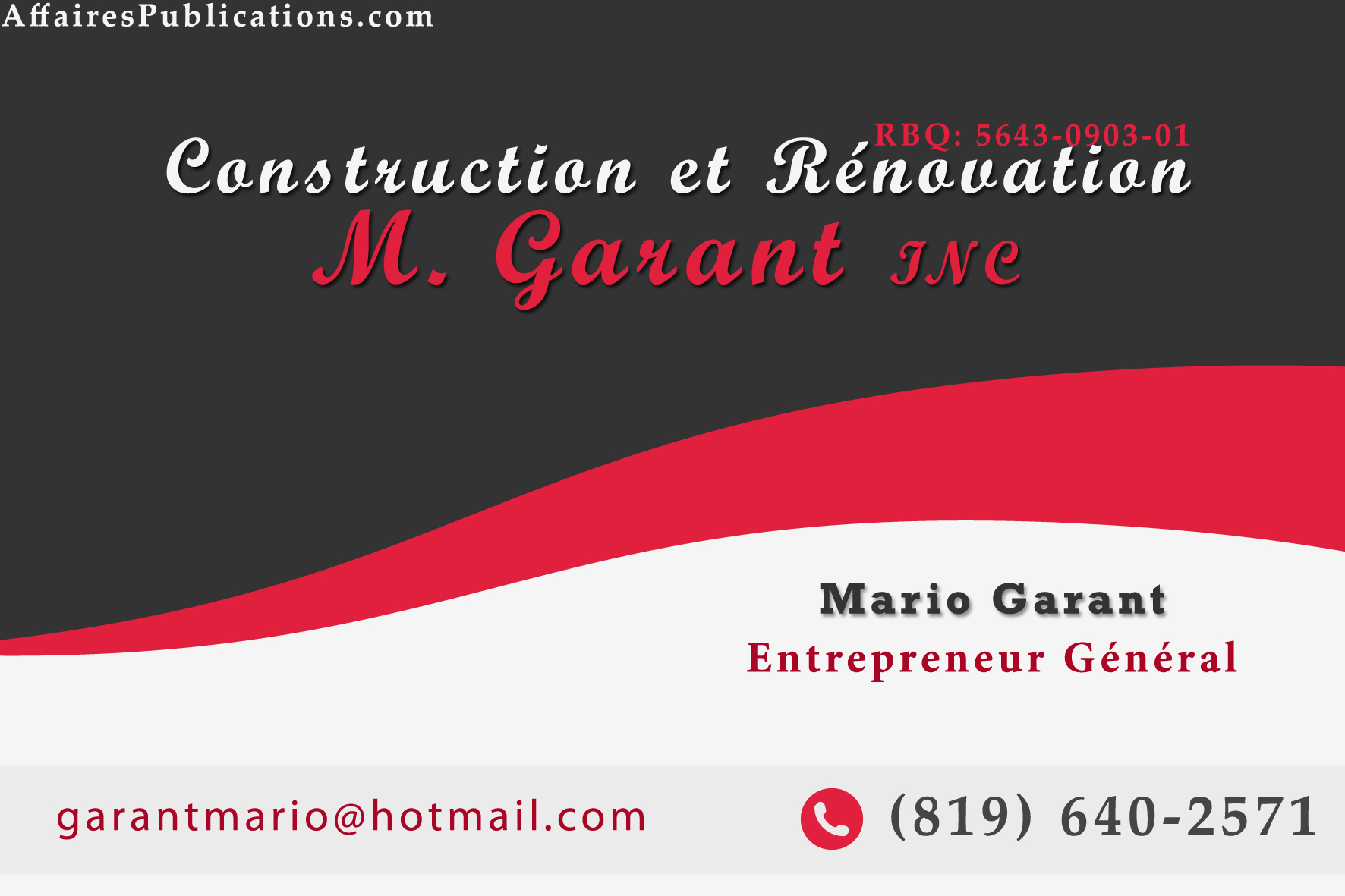 CONSTRUCTION ET RÉNOVATION M GARANT INC