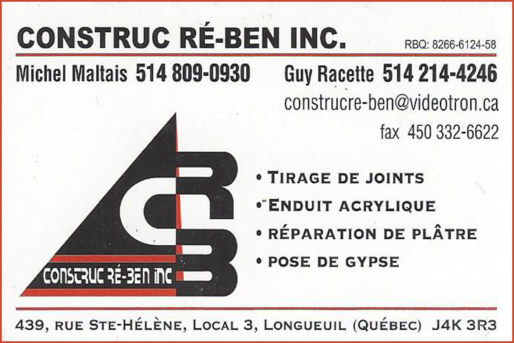 CONSTRUC RÉ-BEN INC