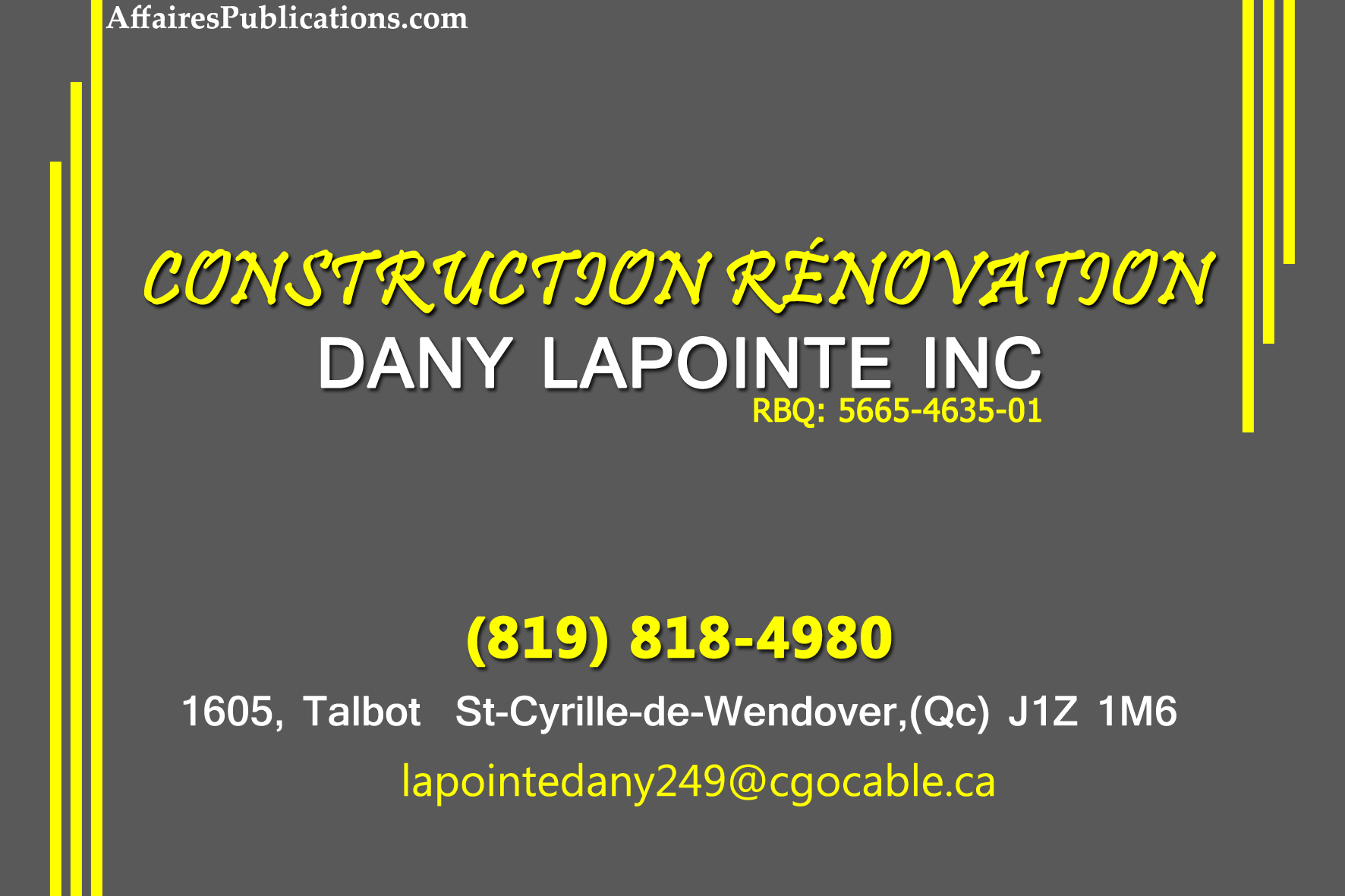 CONSTRUCTION RÉNOVATION DANY LAPOINTE INC