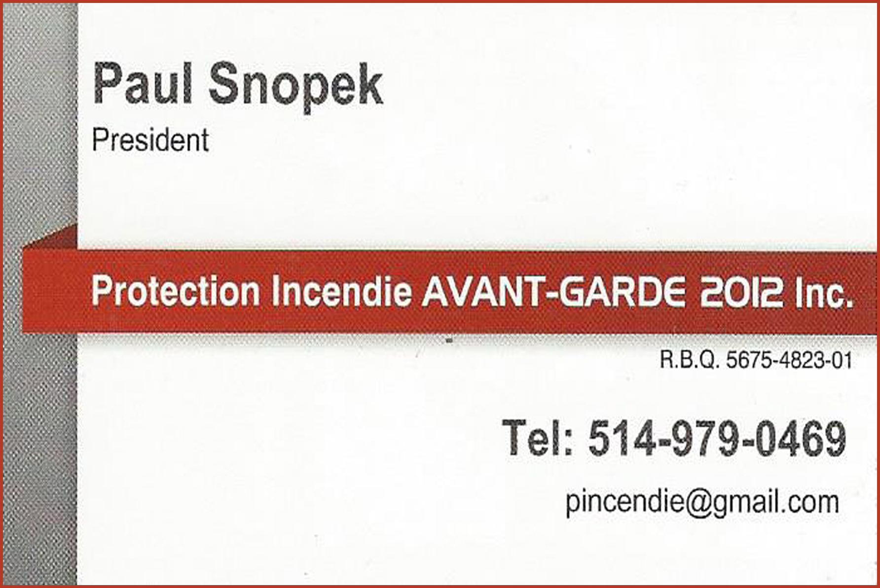 PROTECTION INCENDIE 2012 INC