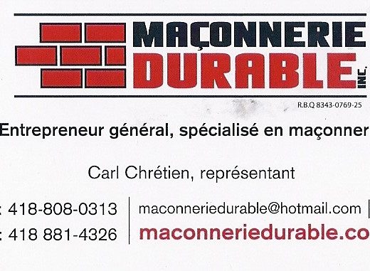MAÇONNERIE DURABLE INC