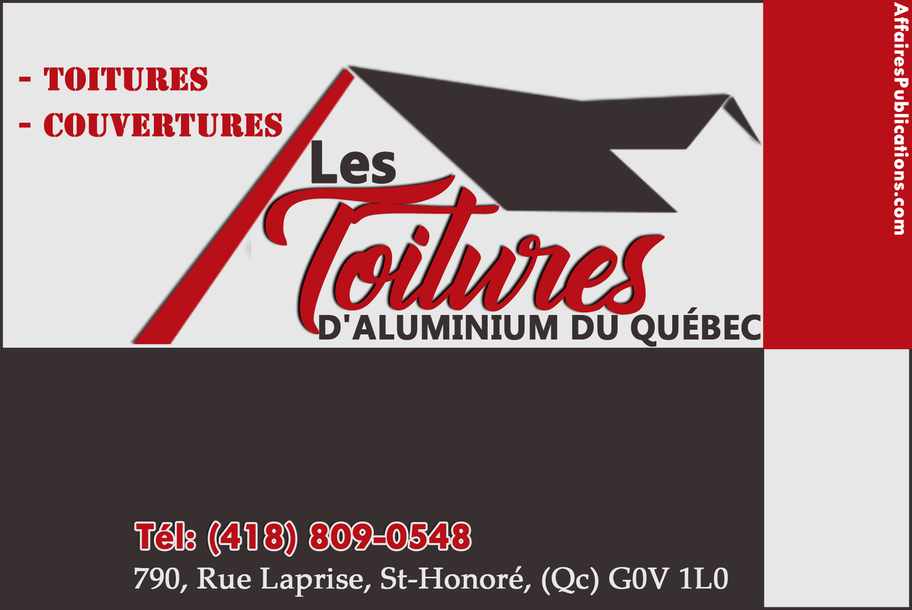 LES TOITURES D&rsquo;ALUMINIUM DU QUÉBEC