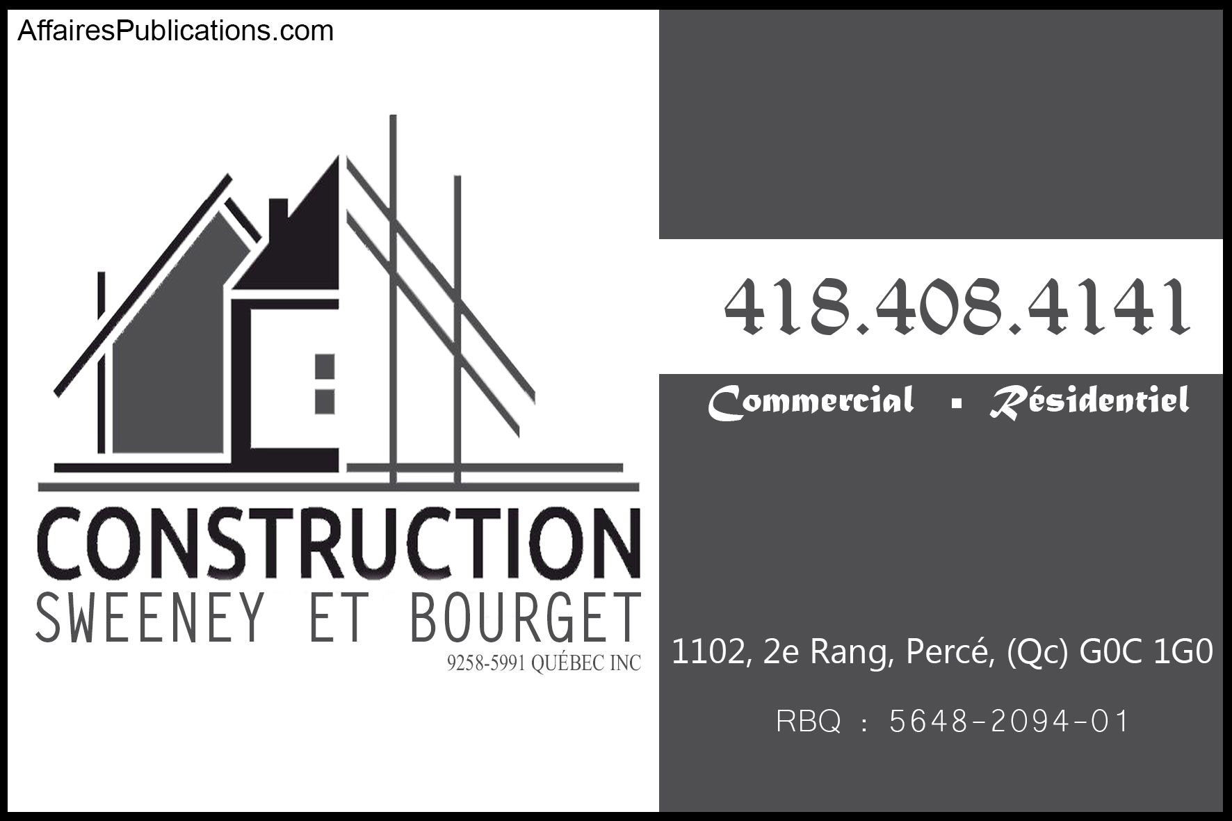 CONSTRUCTION SWEENEY ET BOURGET INC