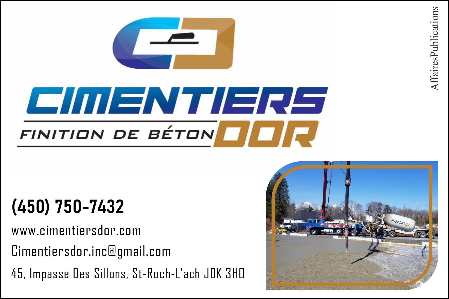 CIMENTIERS DOR FINITION DE BÉTON