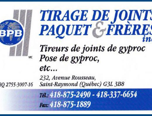 TIRAGE DE JOINTS PAQUET & FRÈRES INC