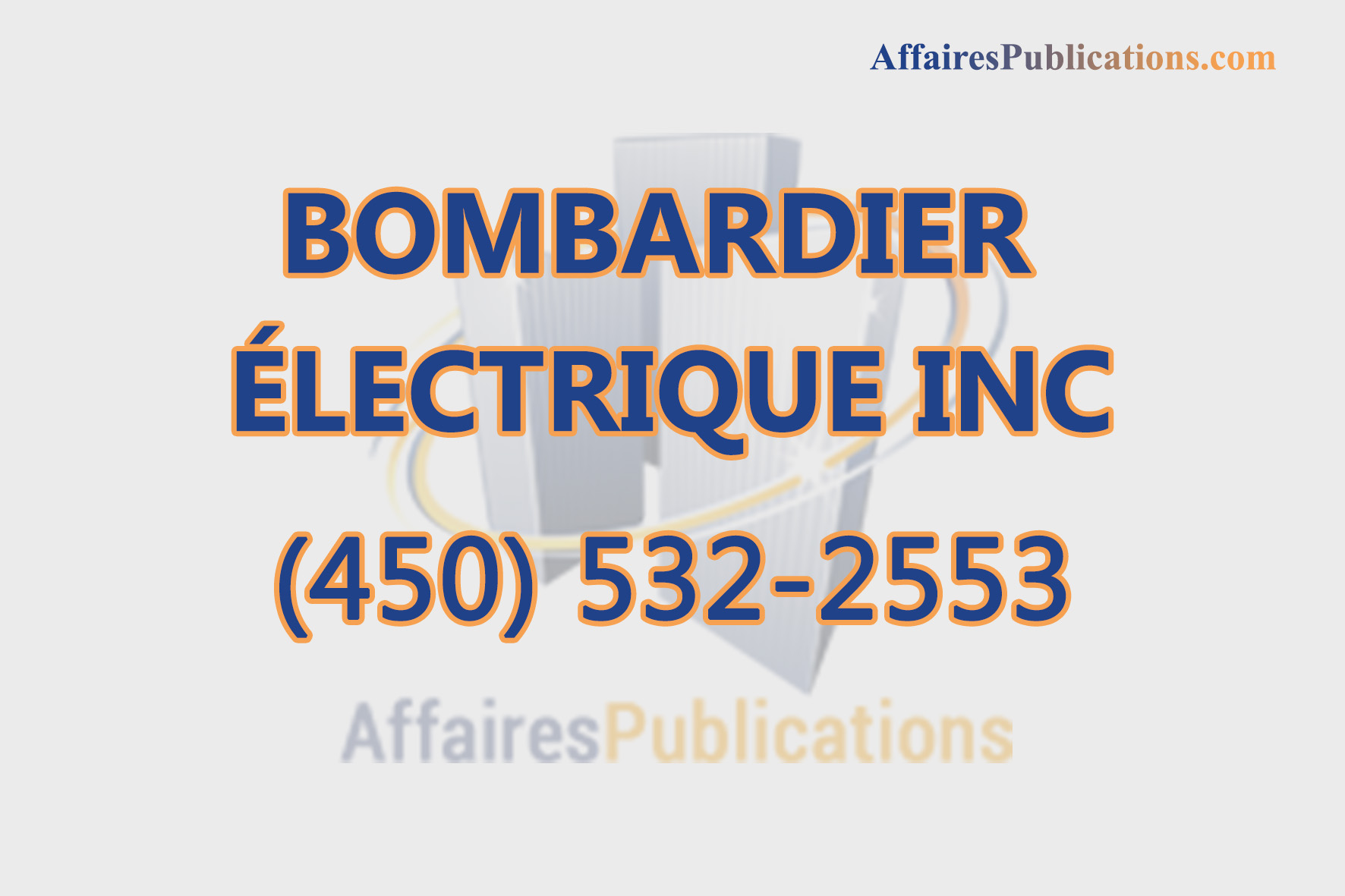 BOMBARDIER ÉLECTRIQUE INC