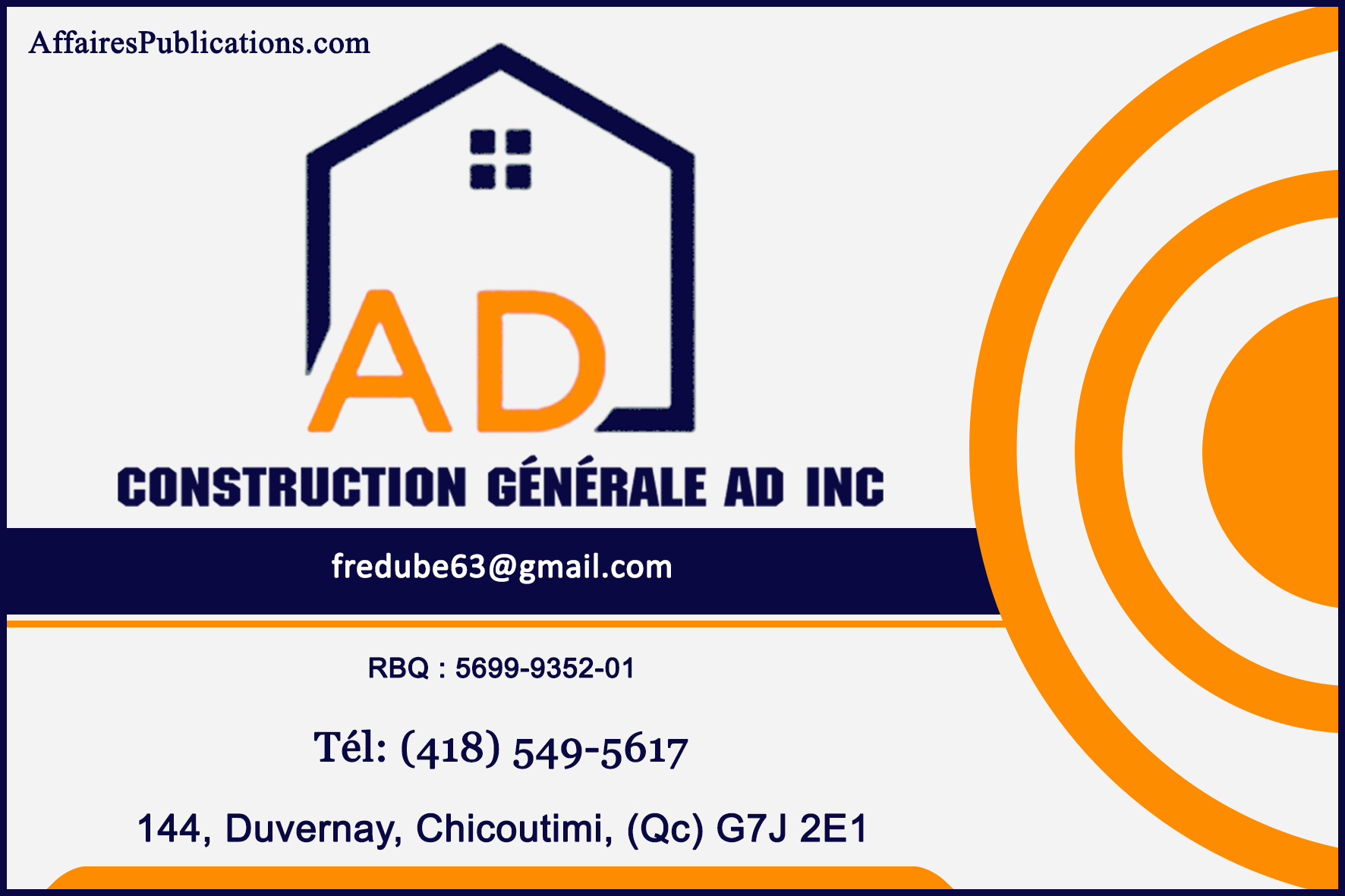 CONSTRUCTION GÉNÉRALE A.D.INC