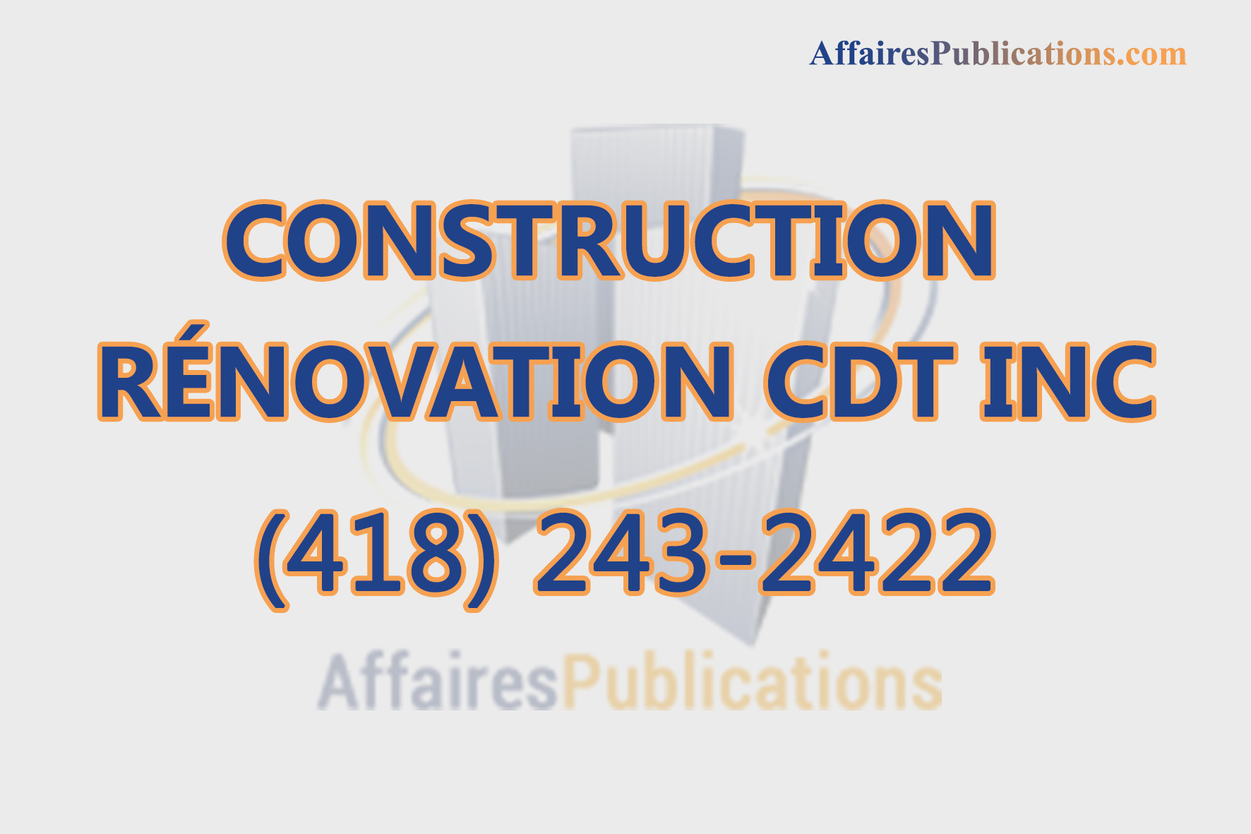 CONSTRUCTION – RÉNOVATION CDT
