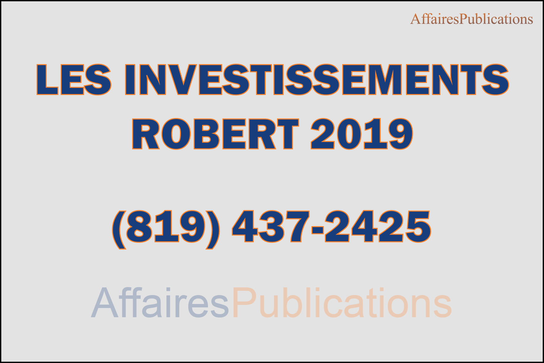 LES INVESTISSEMENTS ROBERT 2019
