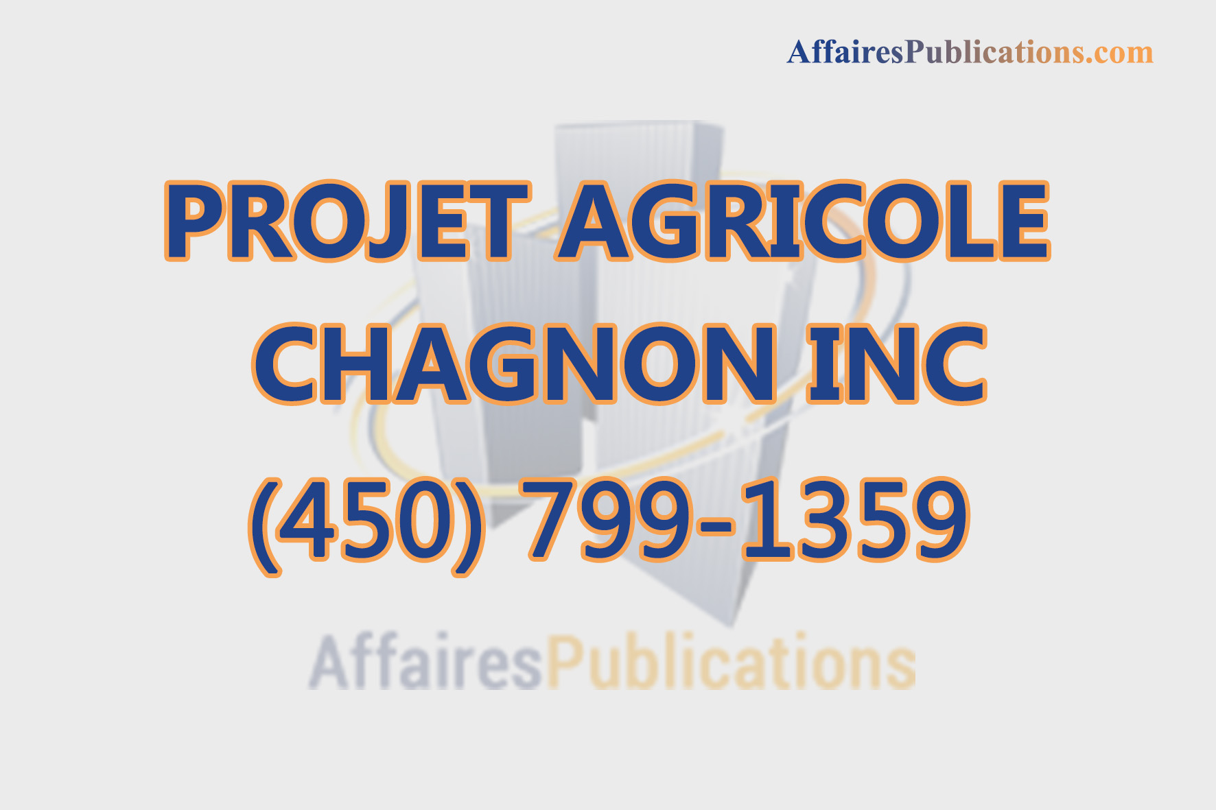 PROJET AGRICOLE CHAGNON INC