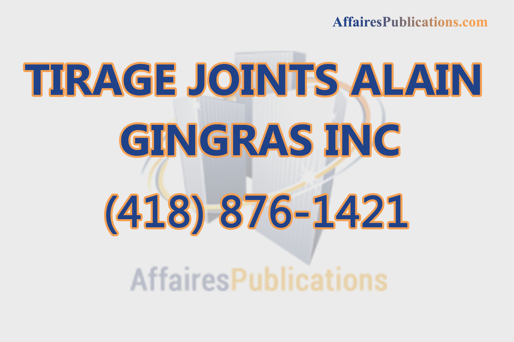 TIRAGE JOINTS ALAIN GINGRAS INC