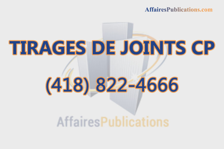 TIRAGES DE JOINTS CP INC