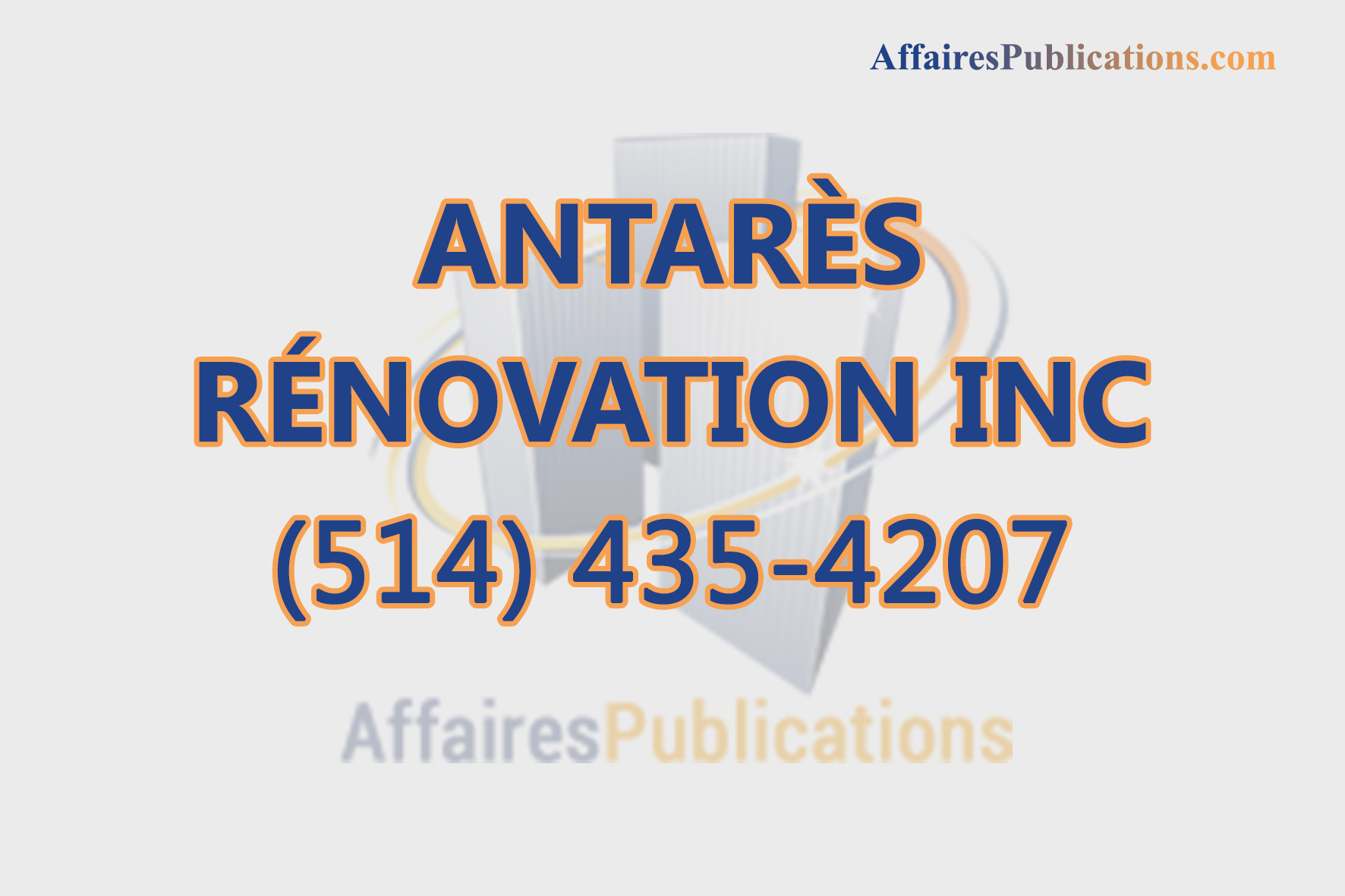 ANTARÈS RÉNOVATION INC