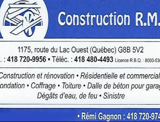 CONSTRUCTION R.M. ENR