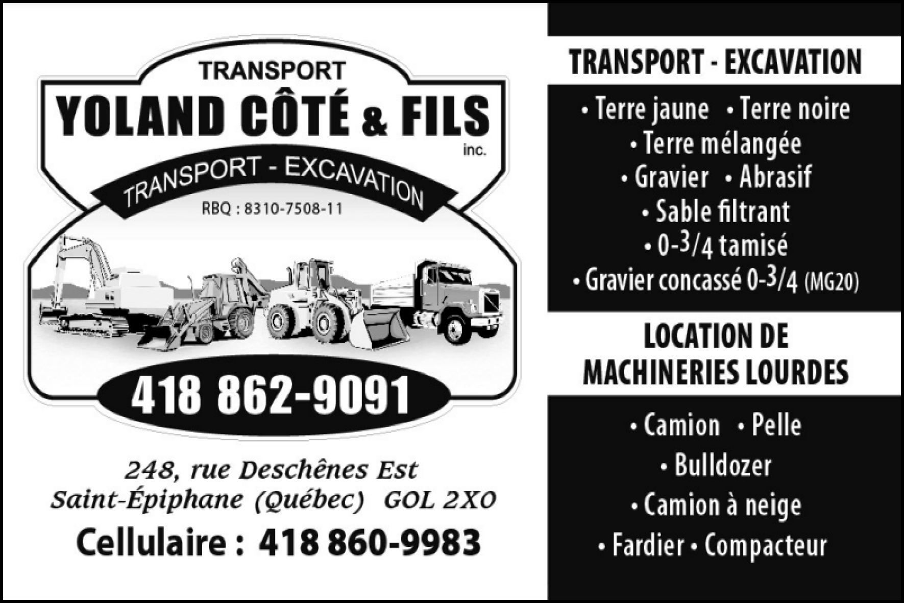 TRANSPORT YOLAND COTE & FILS