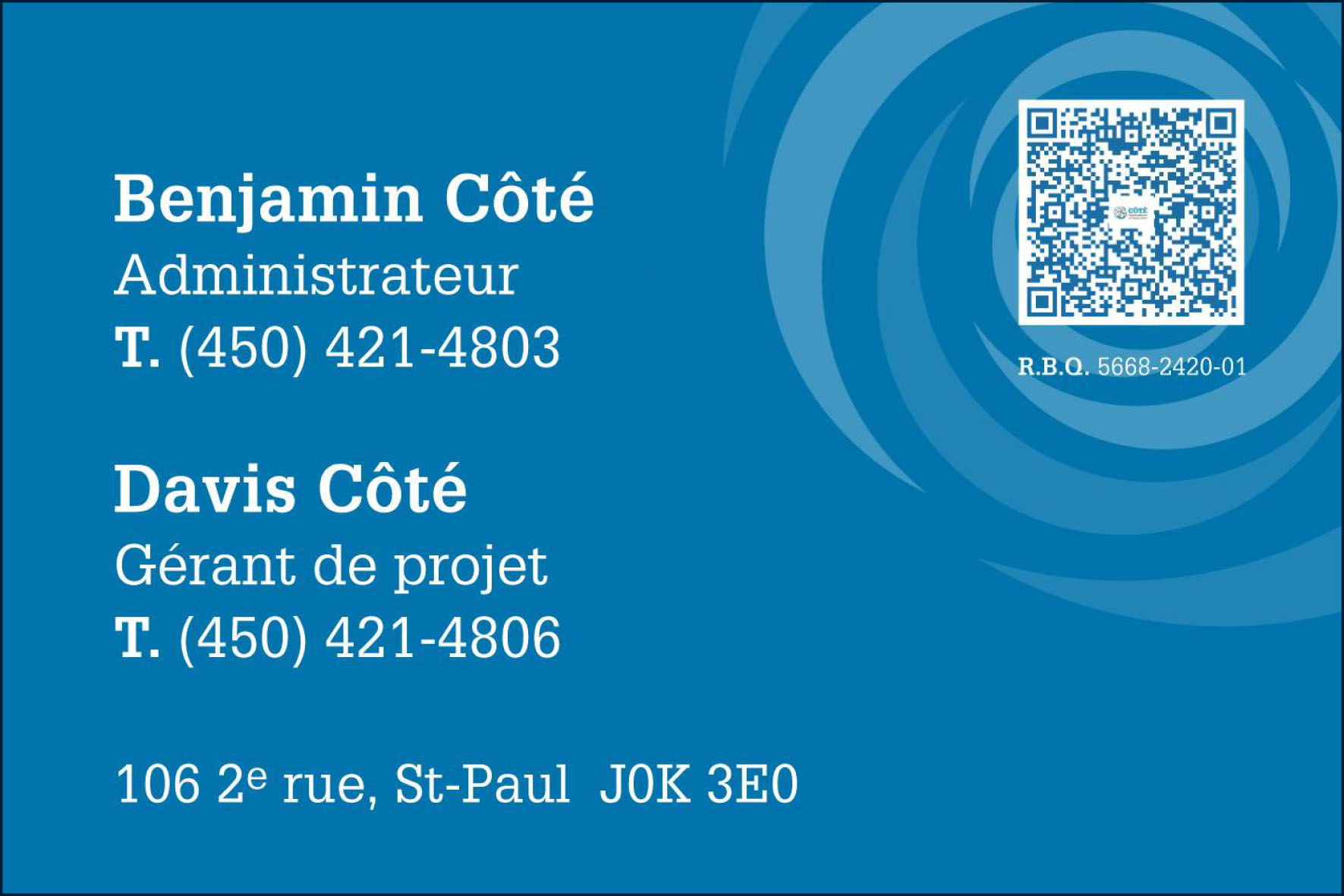 Verso carte de visite