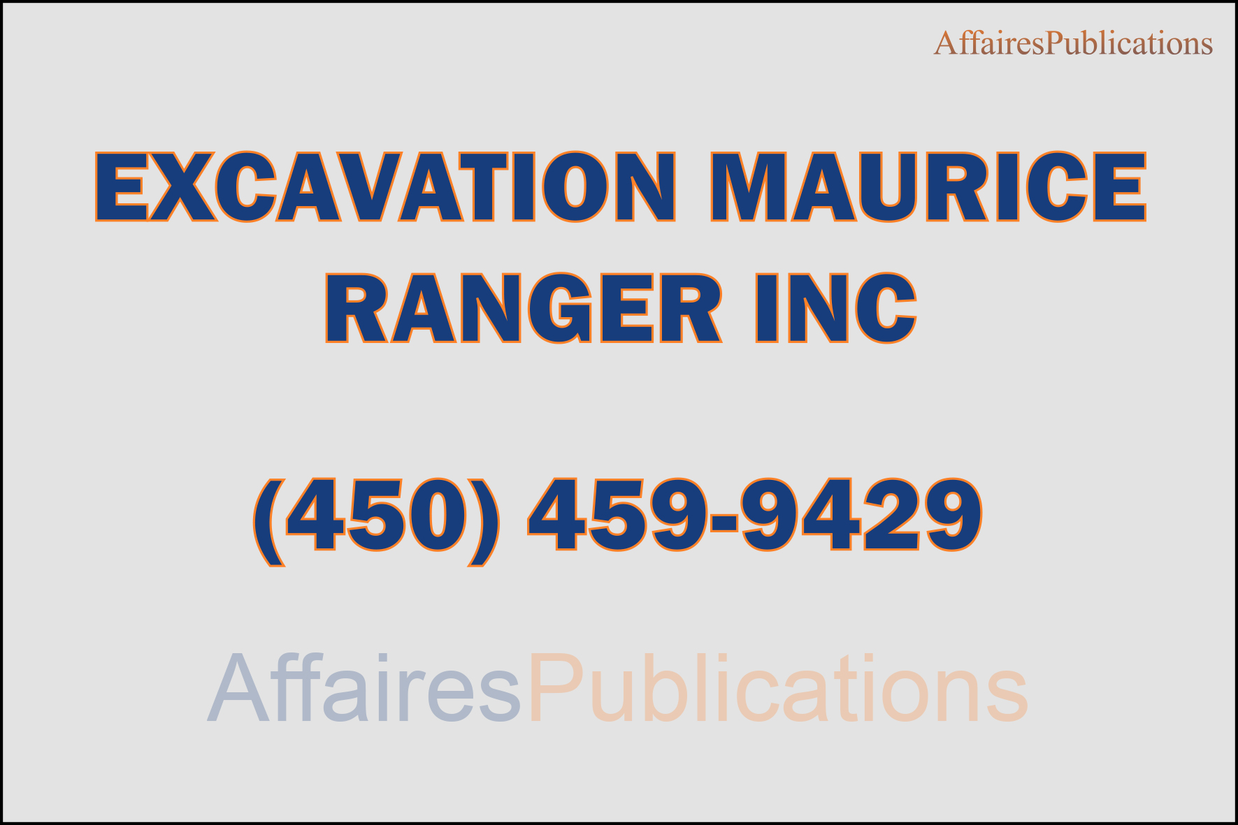 EXCAVATION MAURICE RANGER INC
