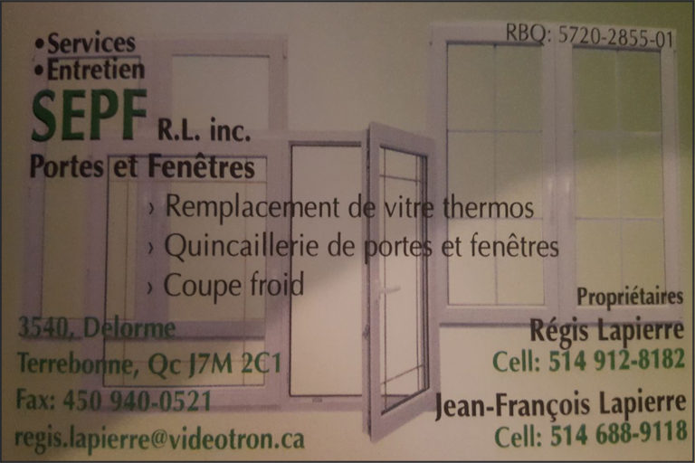 SERVICES D&rsquo;ENTRETIEN PORTES ET FENÊTRES RL INC