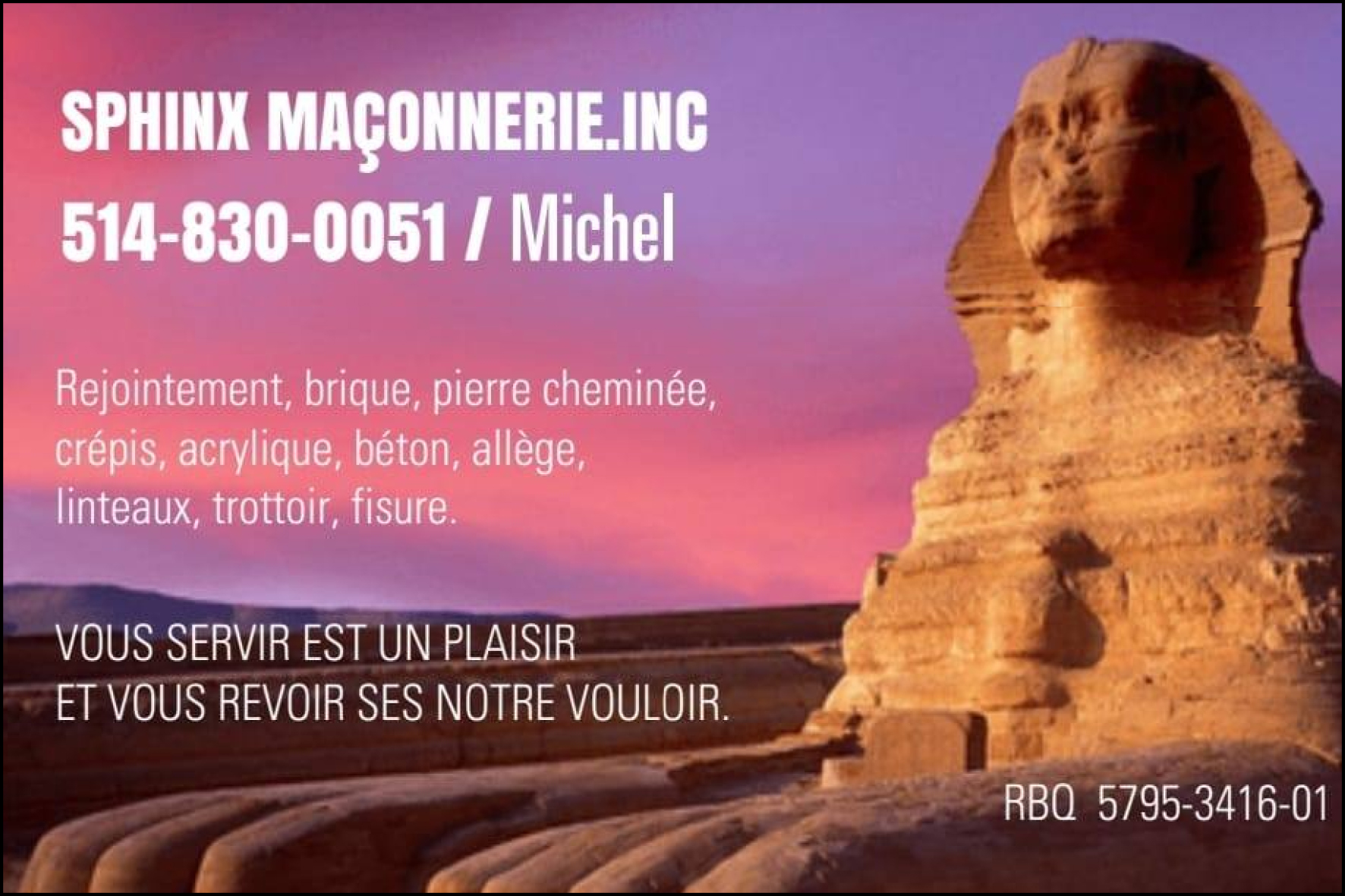MAÇONNERIE SPHINX INC