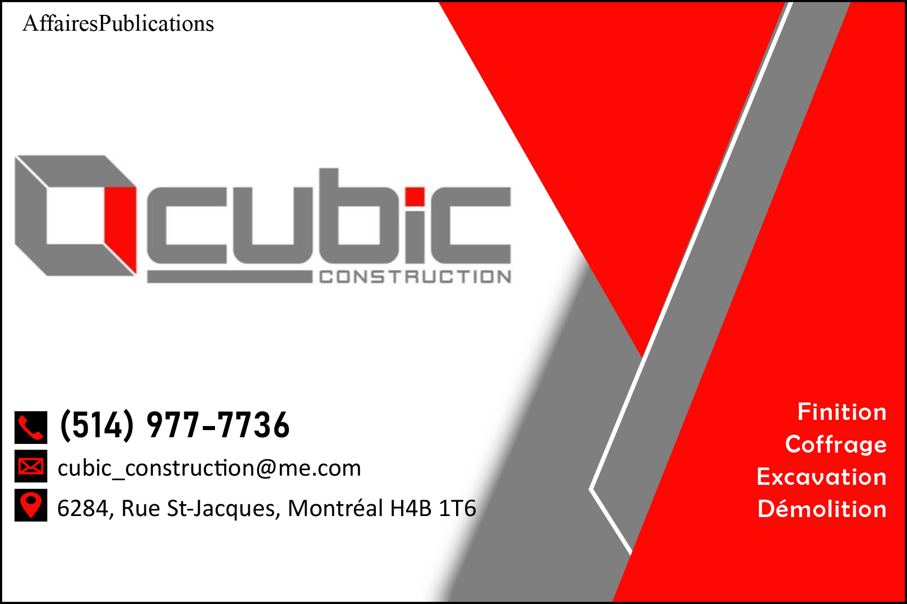 CUBIC CONSTRUCTION INC
