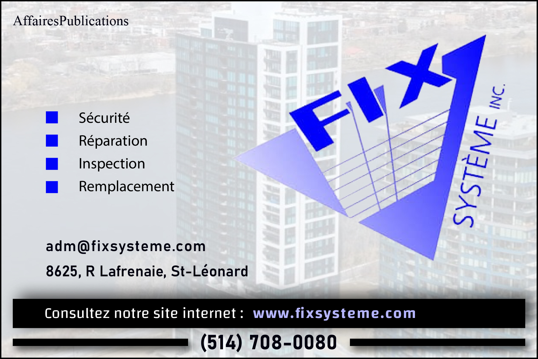 FIX SYSTÈME INC