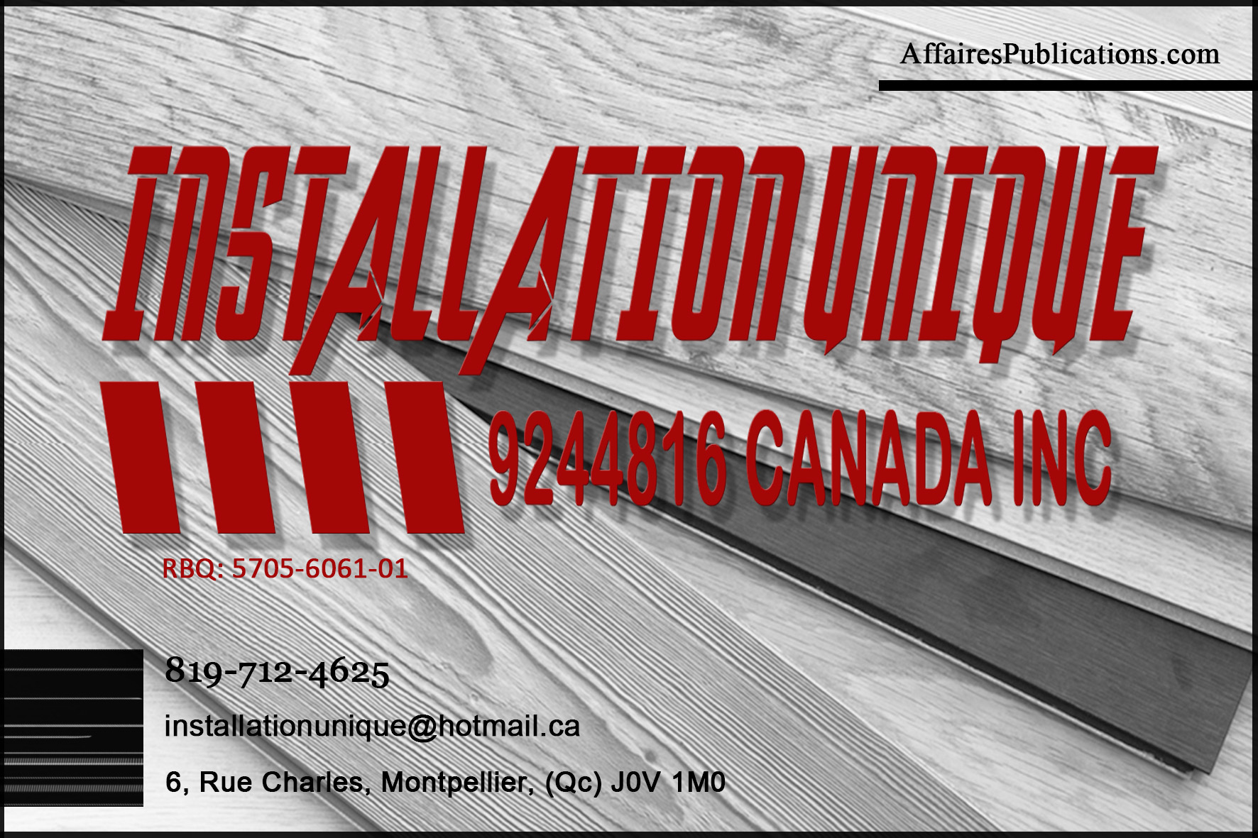 INSTALLATION UNIQUE 9244816 CANADA INC