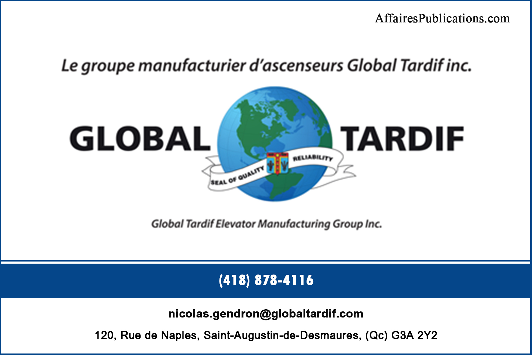 LE GROUPE MANUFACTURIER D&rsquo;ASCENSEURS GLOBAL TARDIF