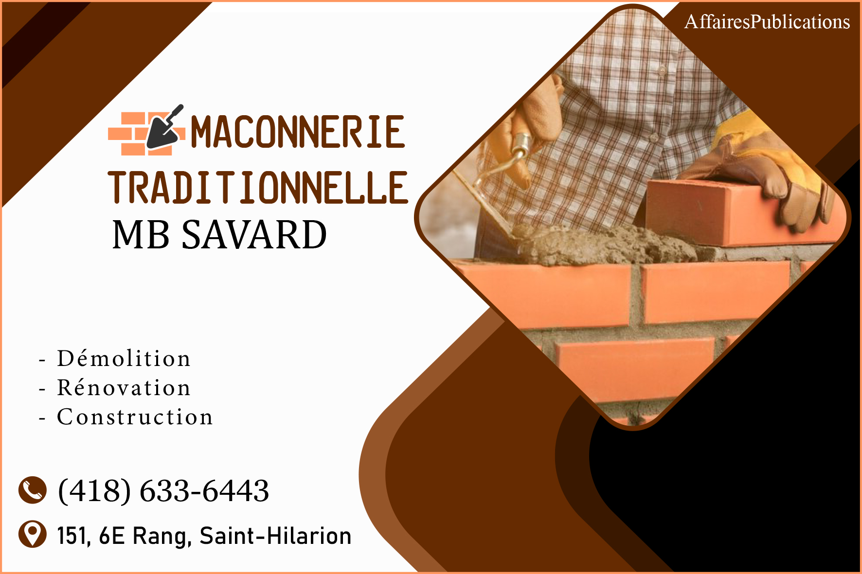 MAÇONNERIE TRADITIONNELLE MB SAVARD