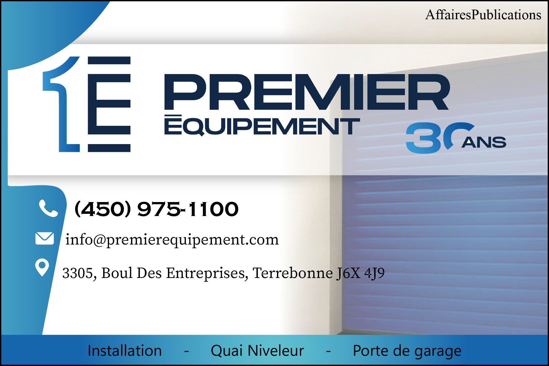 PREMIER ÉQUIPEMENT DE MANUTENTION TGF