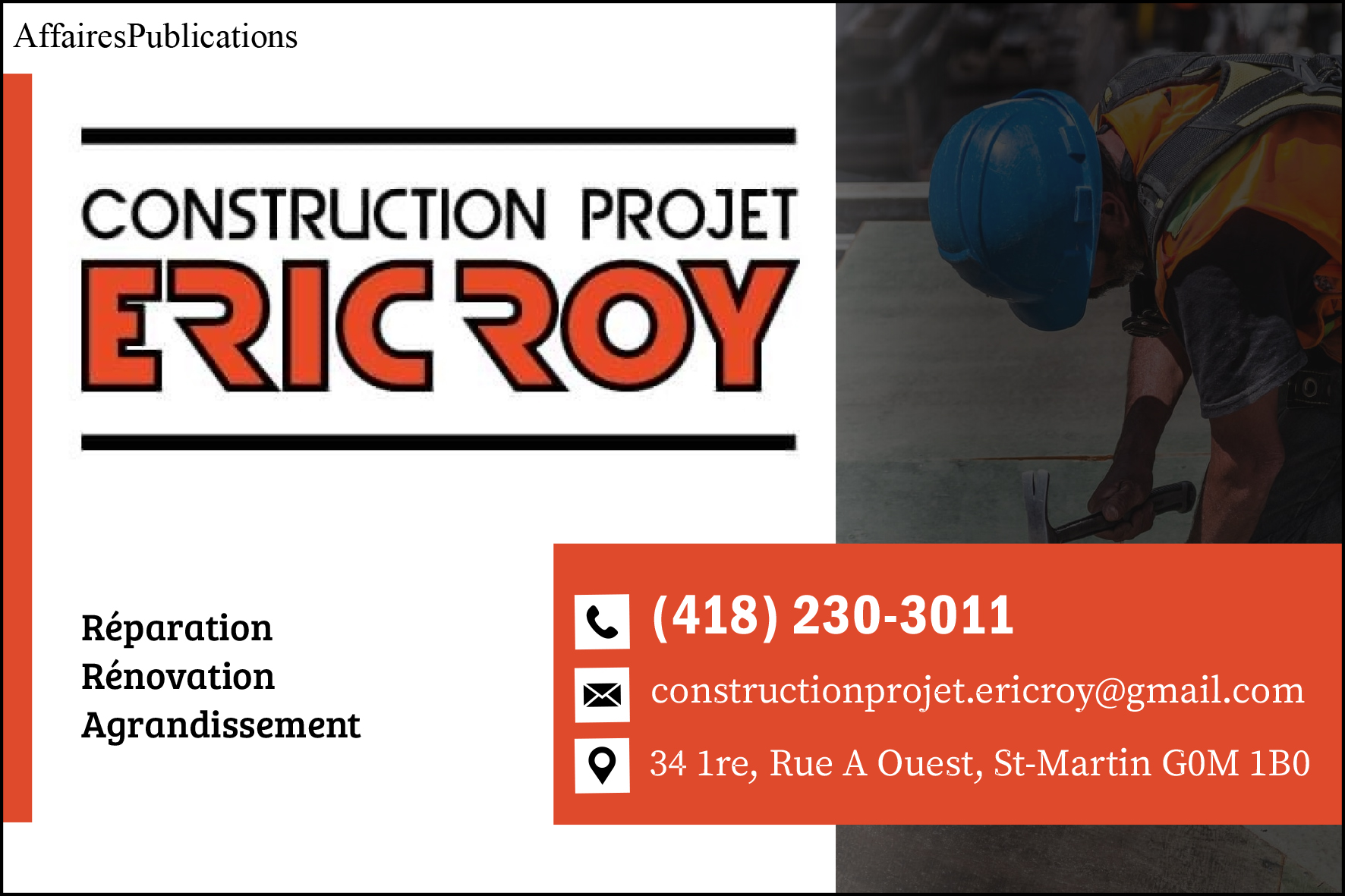 CONSTRUCTION PROJET ÉRIC ROY