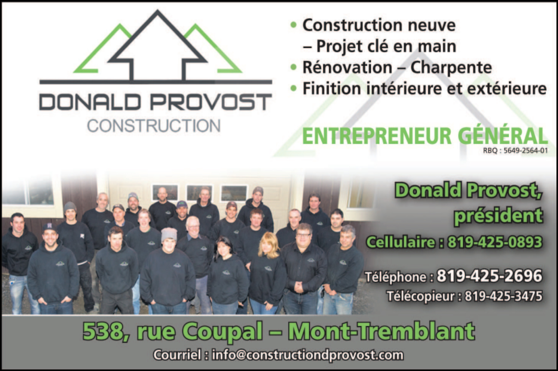 CONSTRUCTION DONALD PROVOST