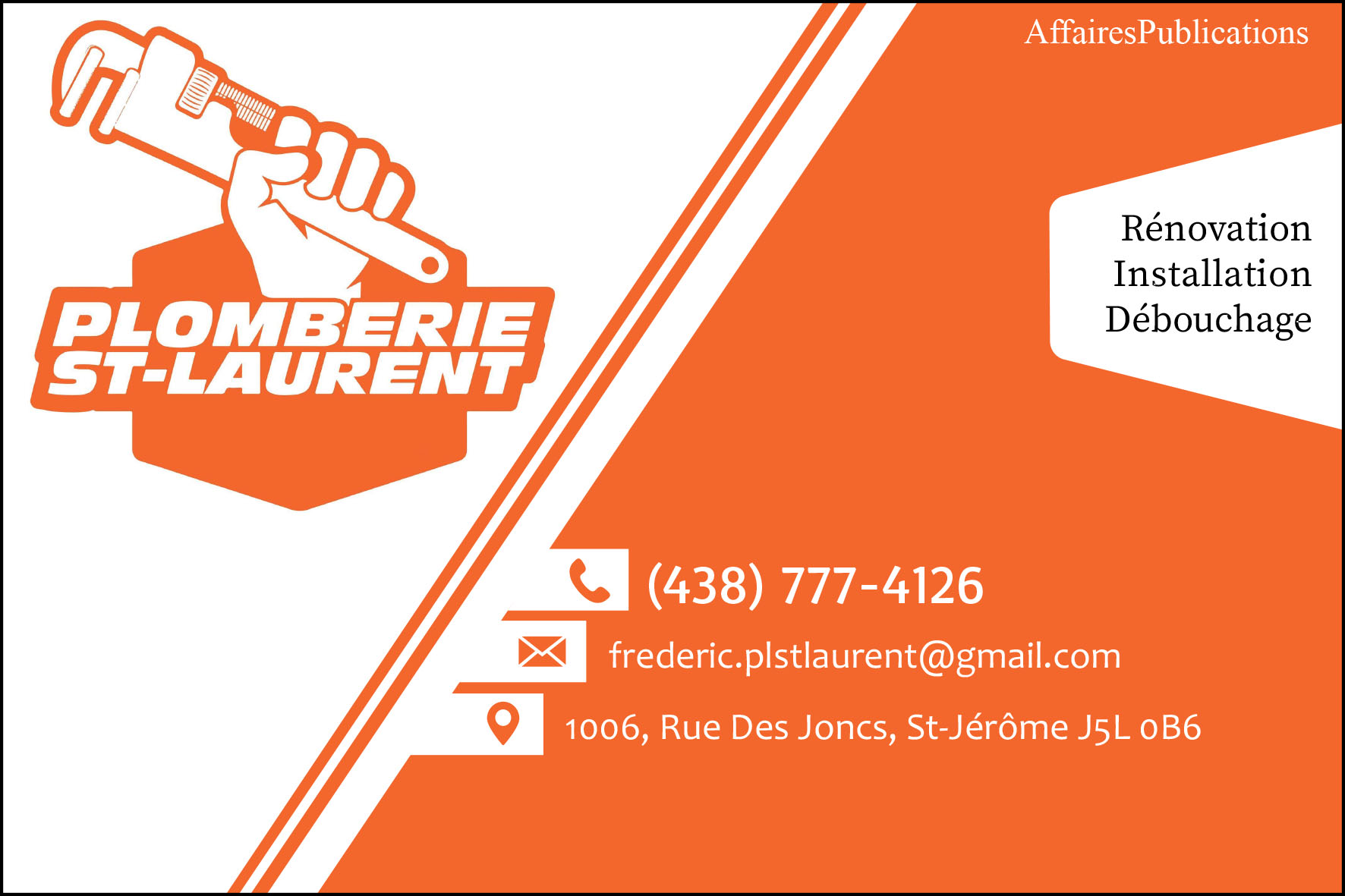 ENTREPRISE DE PLOMBERIE SAINT-LAURENT