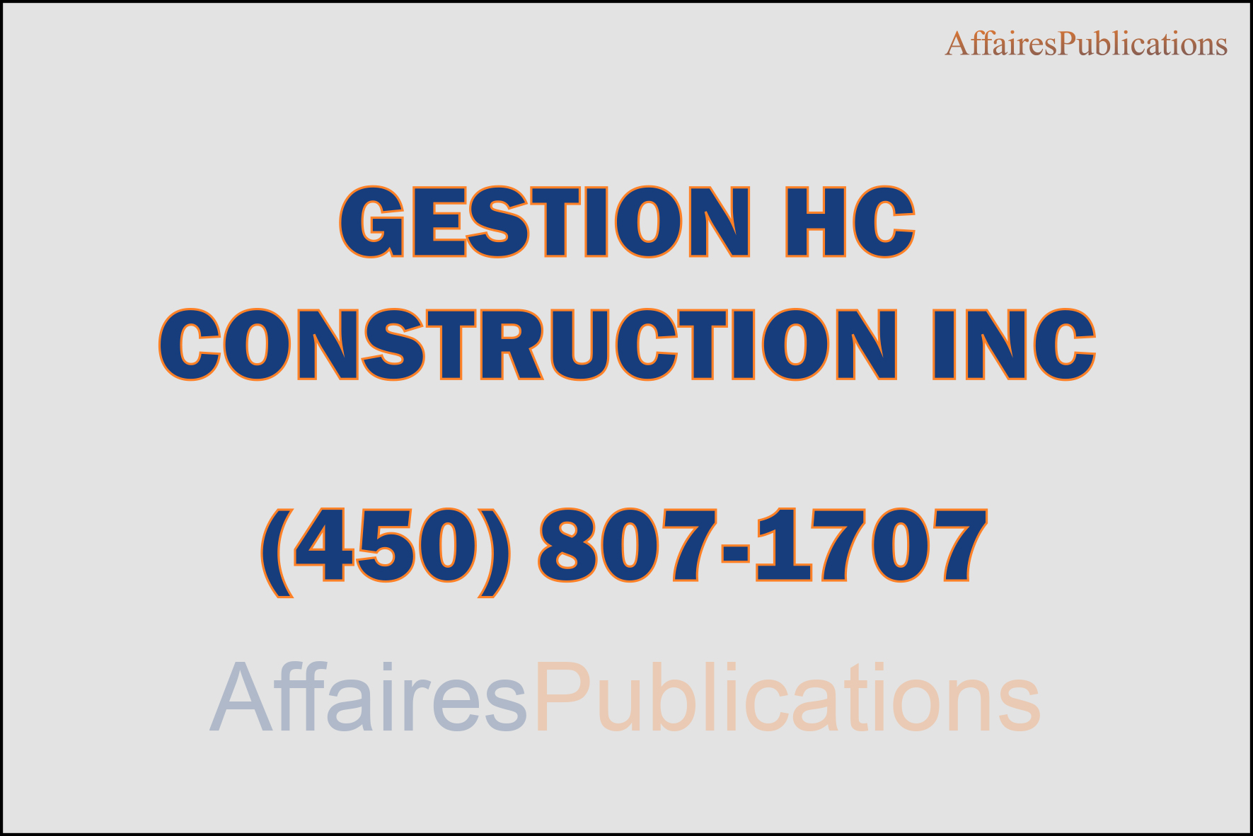 GESTION HC CONSTRUCTION INC