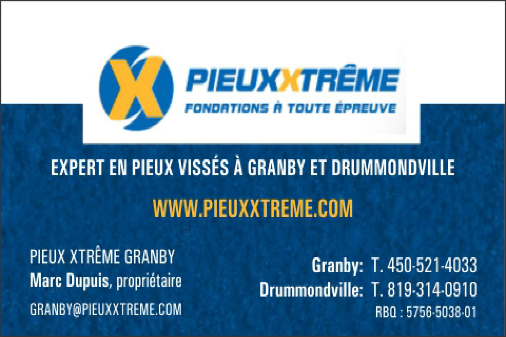 PIEUX XTRÊME GRANBY