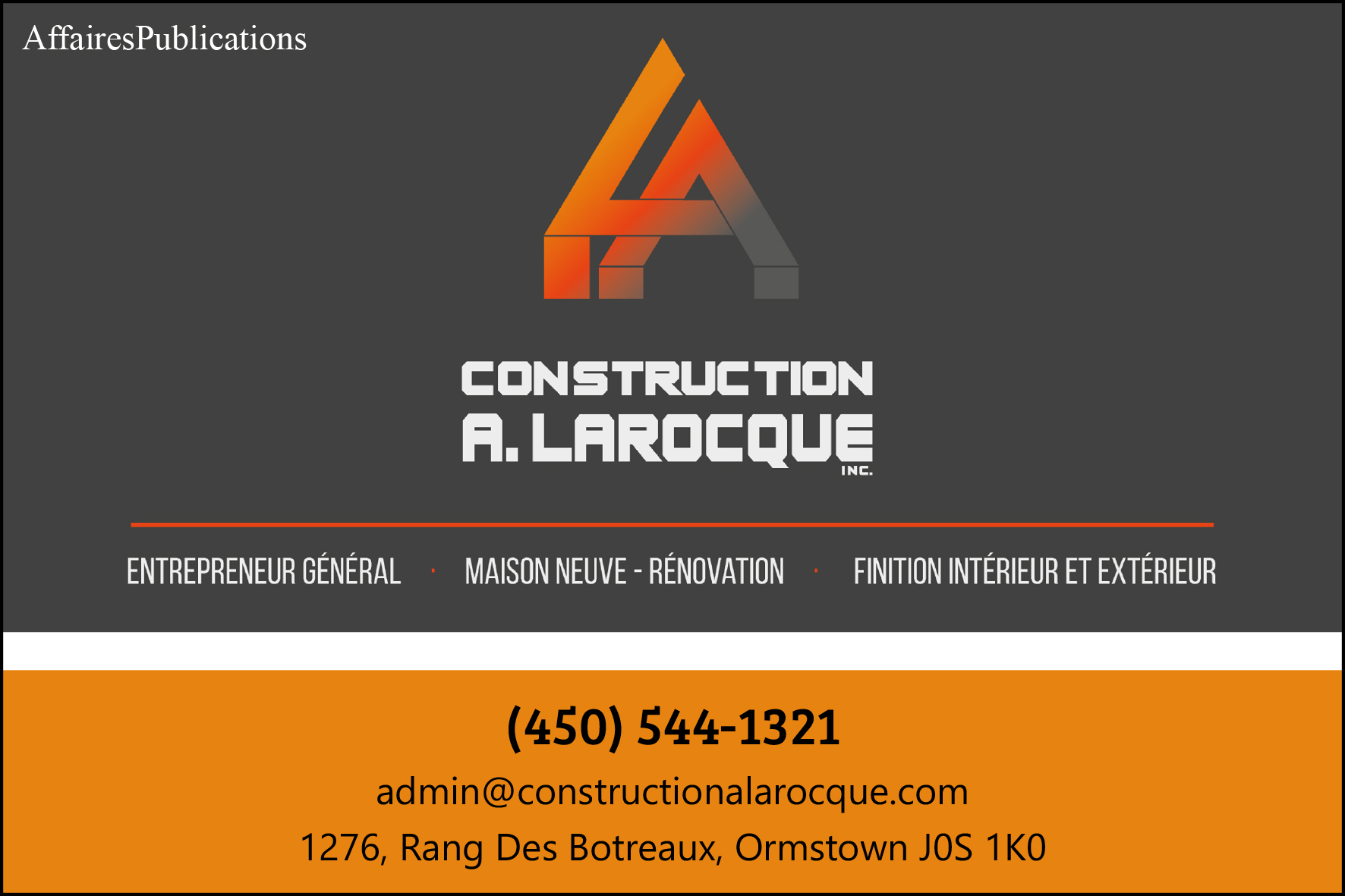 CONSTRUCTION A. LAROCQUE INC