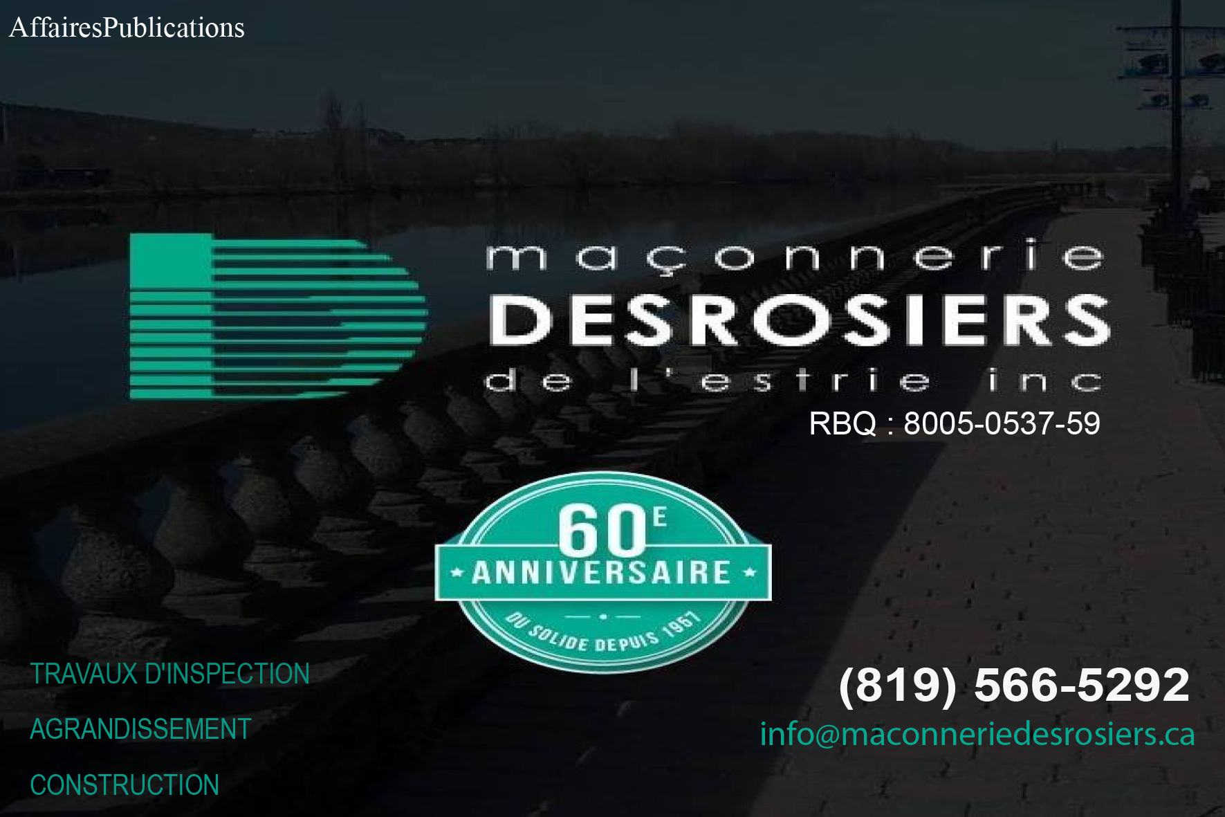 MAÇONNERIE DESROSIERS DE L&rsquo;ESTRIE INC
