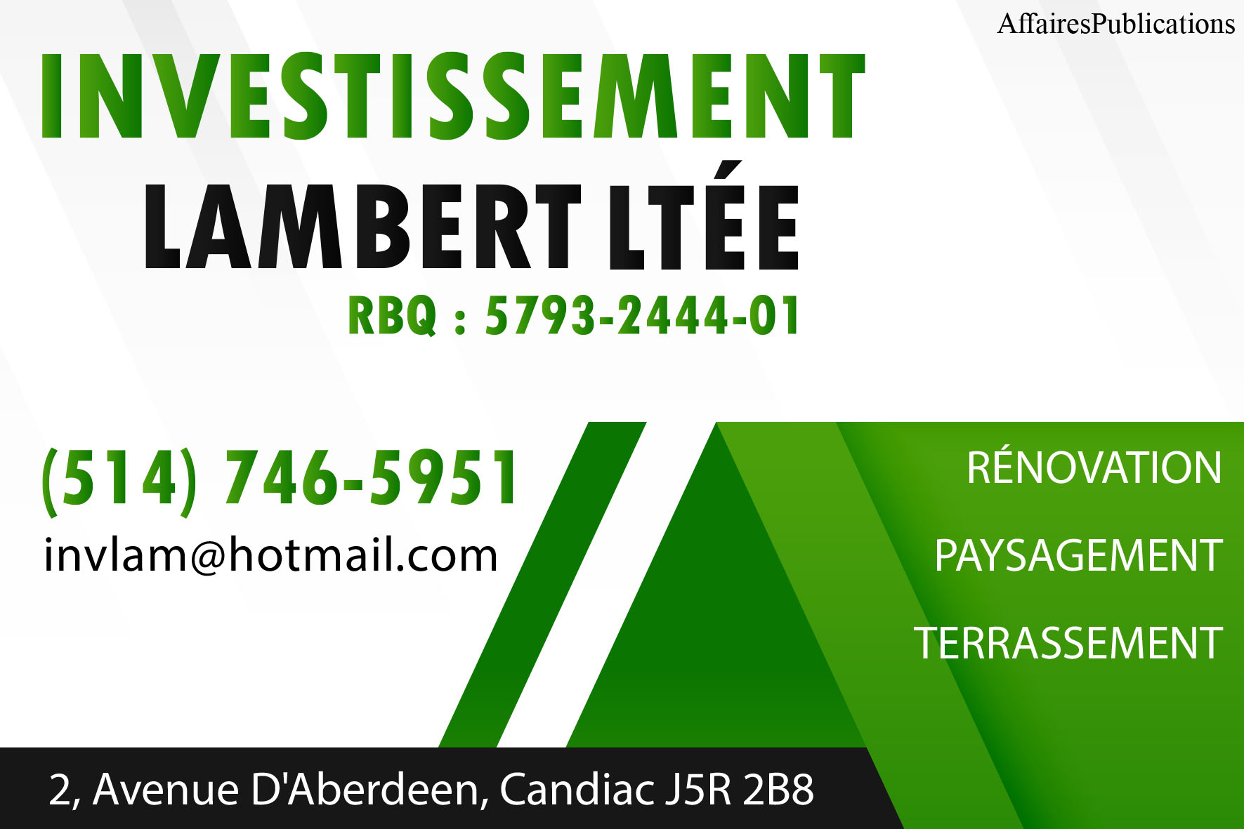 INVESTISSEMENT LAMBERT LTÉE