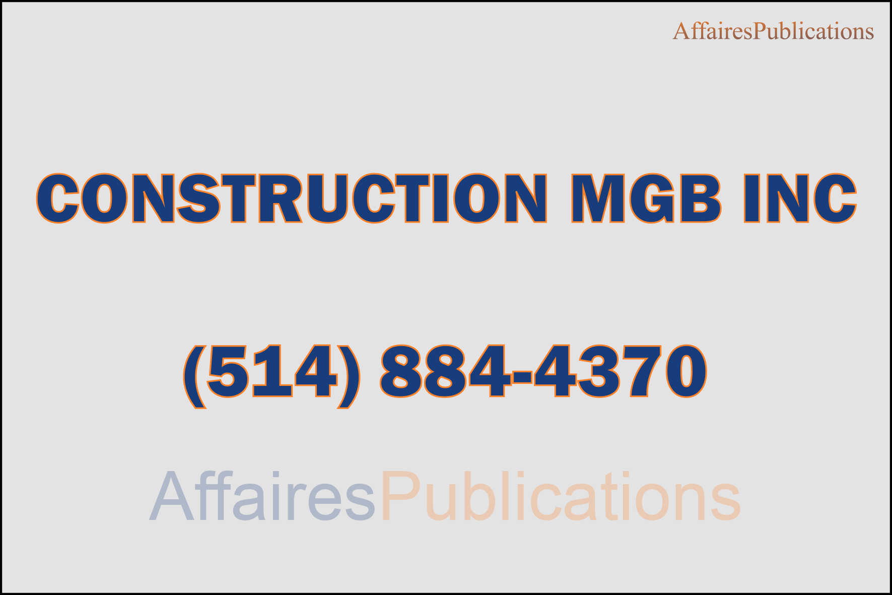CONSTRUCTION MGB INC