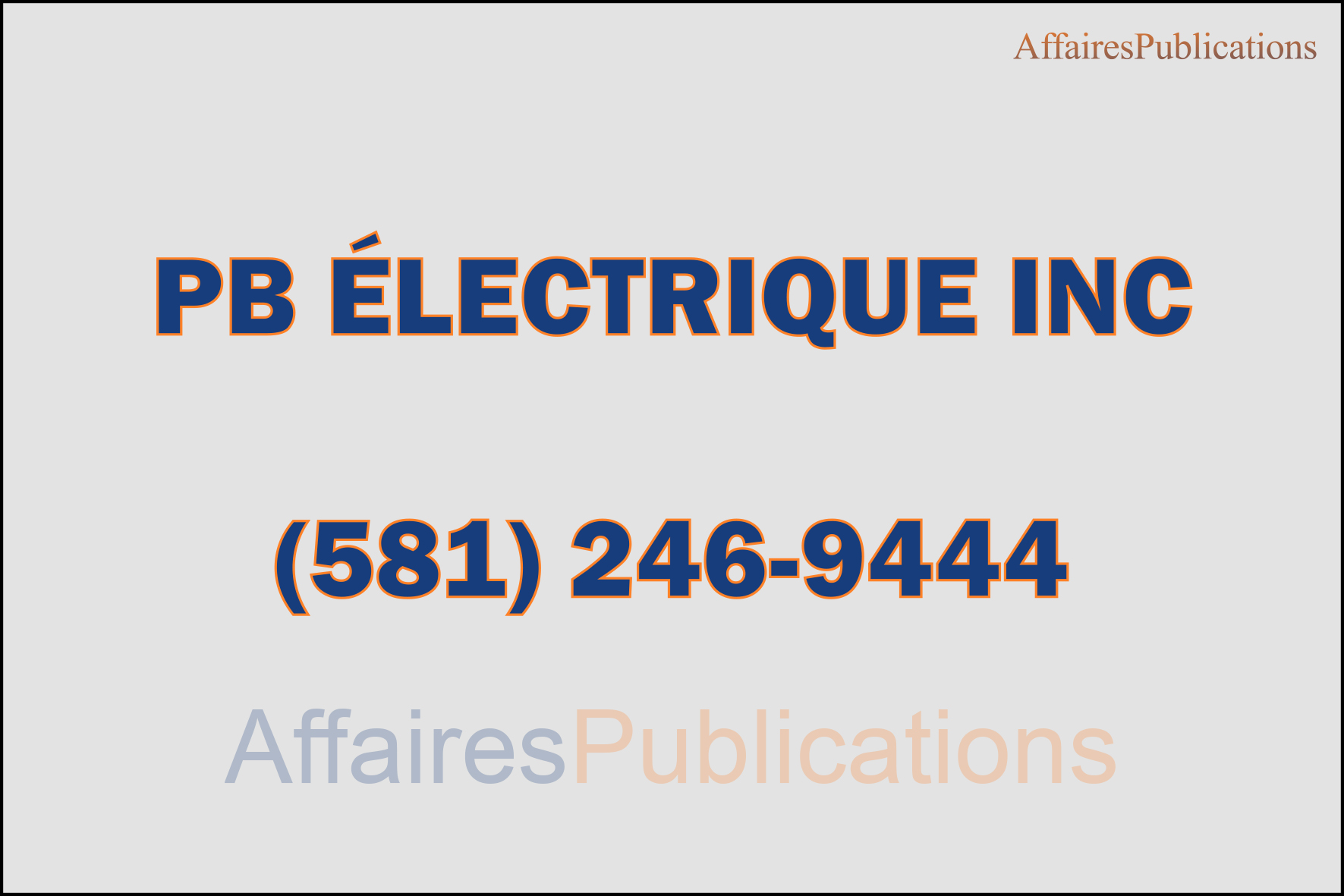 PB ÉLECTRIQUE INC