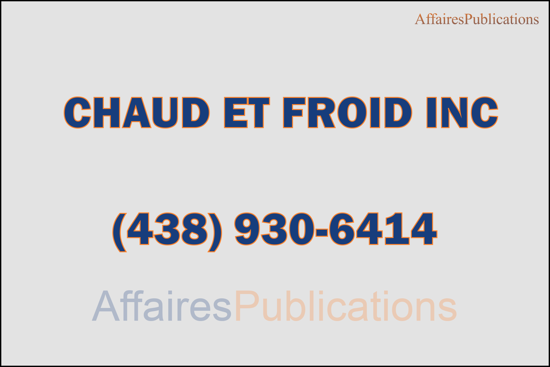 CHAUD ET FROID INC