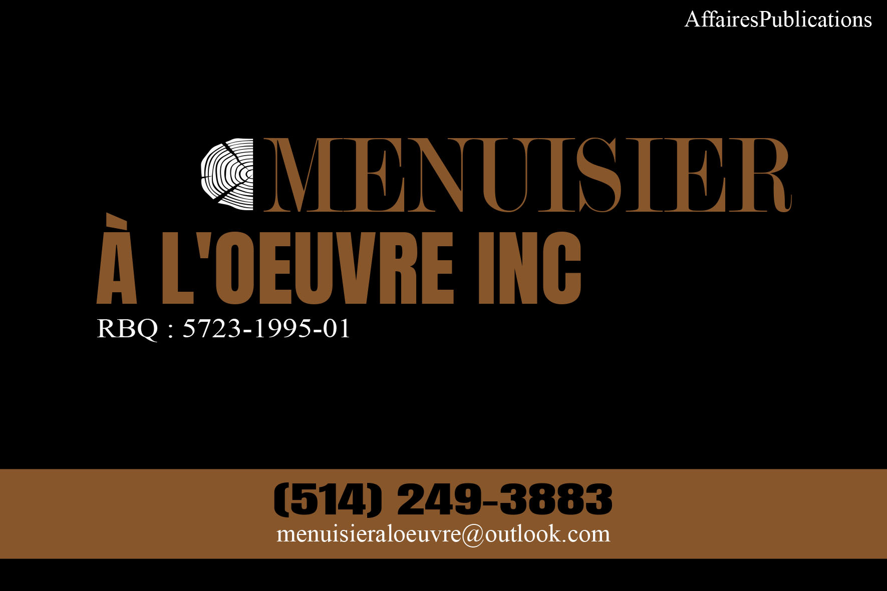 MENUISIER À L&rsquo;OEUVRE INC