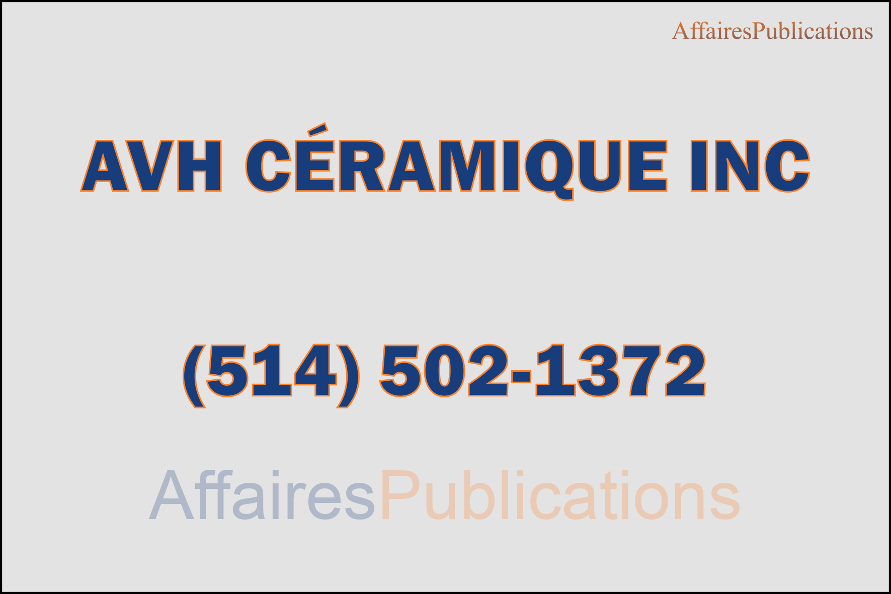 AVH CÉRAMIQUE INC