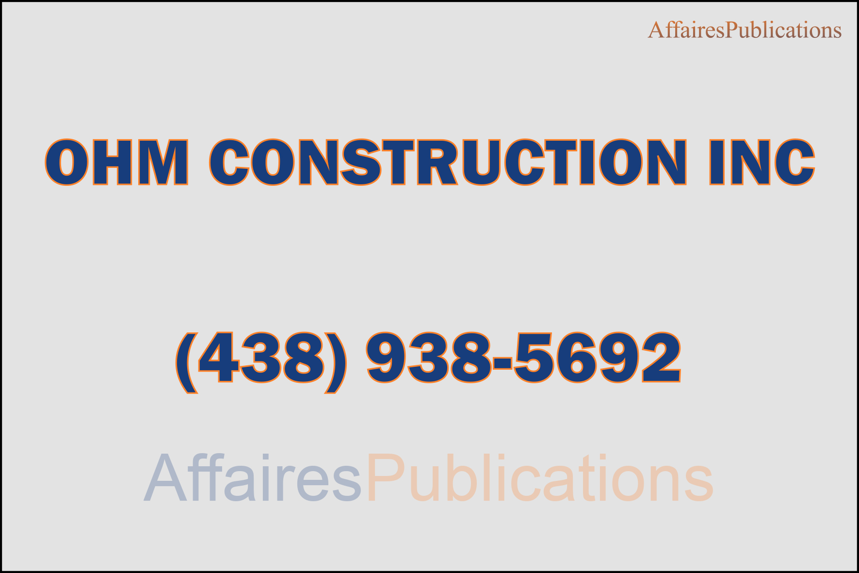 OHM CONSTRUCTION INC