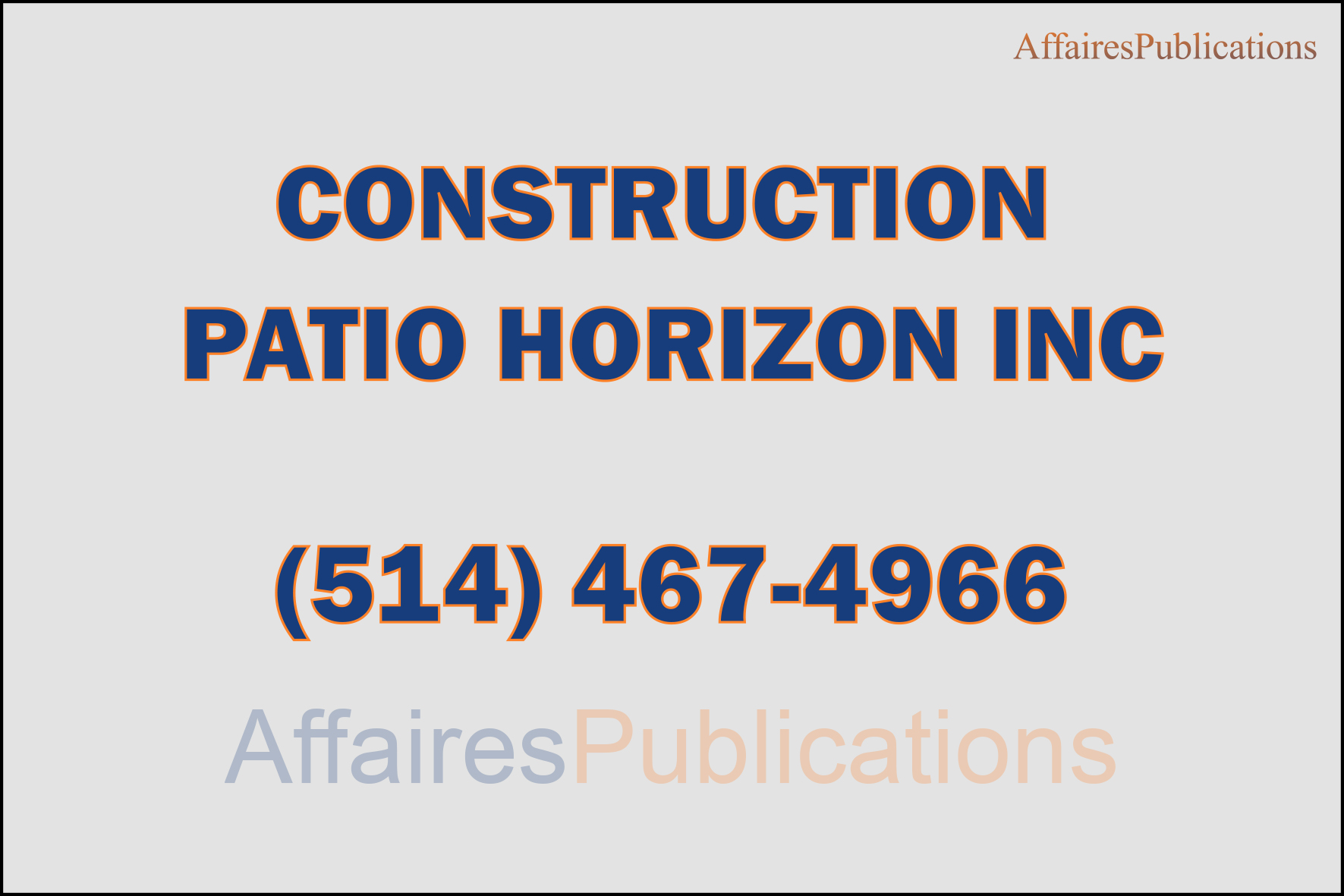 CONSTRUCTION PATIO HORIZON INC