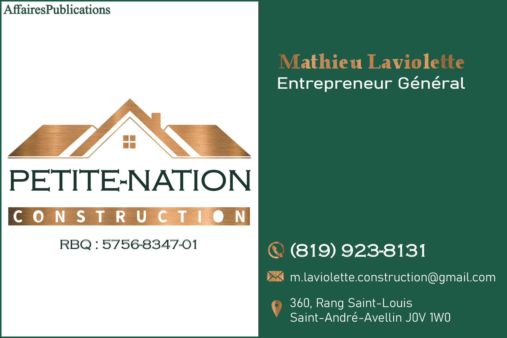 CONSTRUCTION PETITE-NATION 9375-8704 QUÉBEC INC