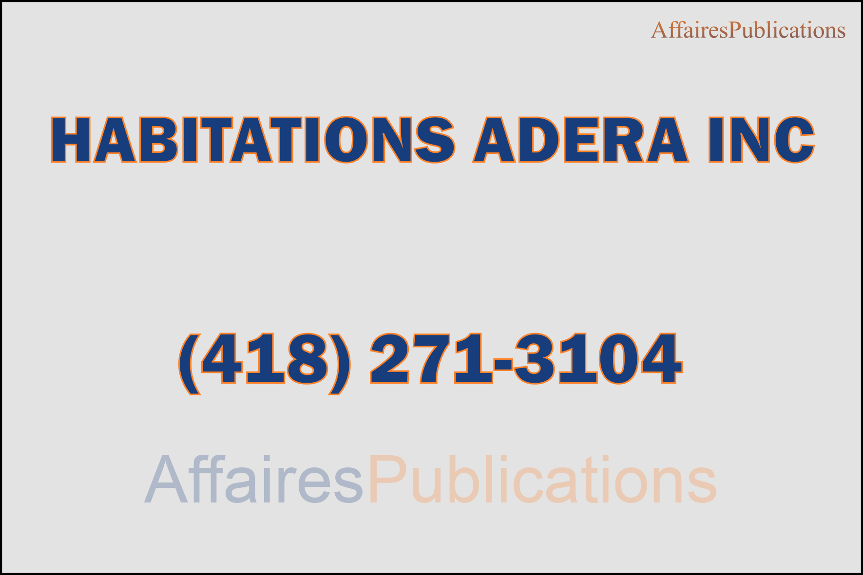 HABITATIONS ADERA INC
