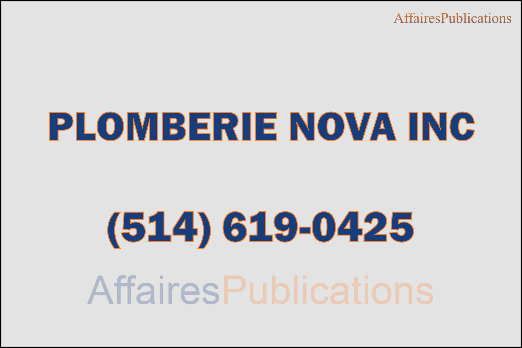 PLOMBERIE NOVA INC
