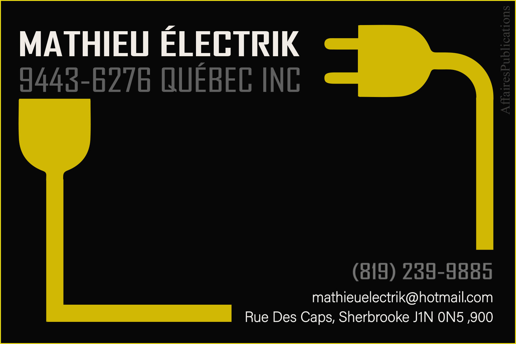 MATHIEU ÉLECTRIK 9443-6276 QUÉBEC INC
