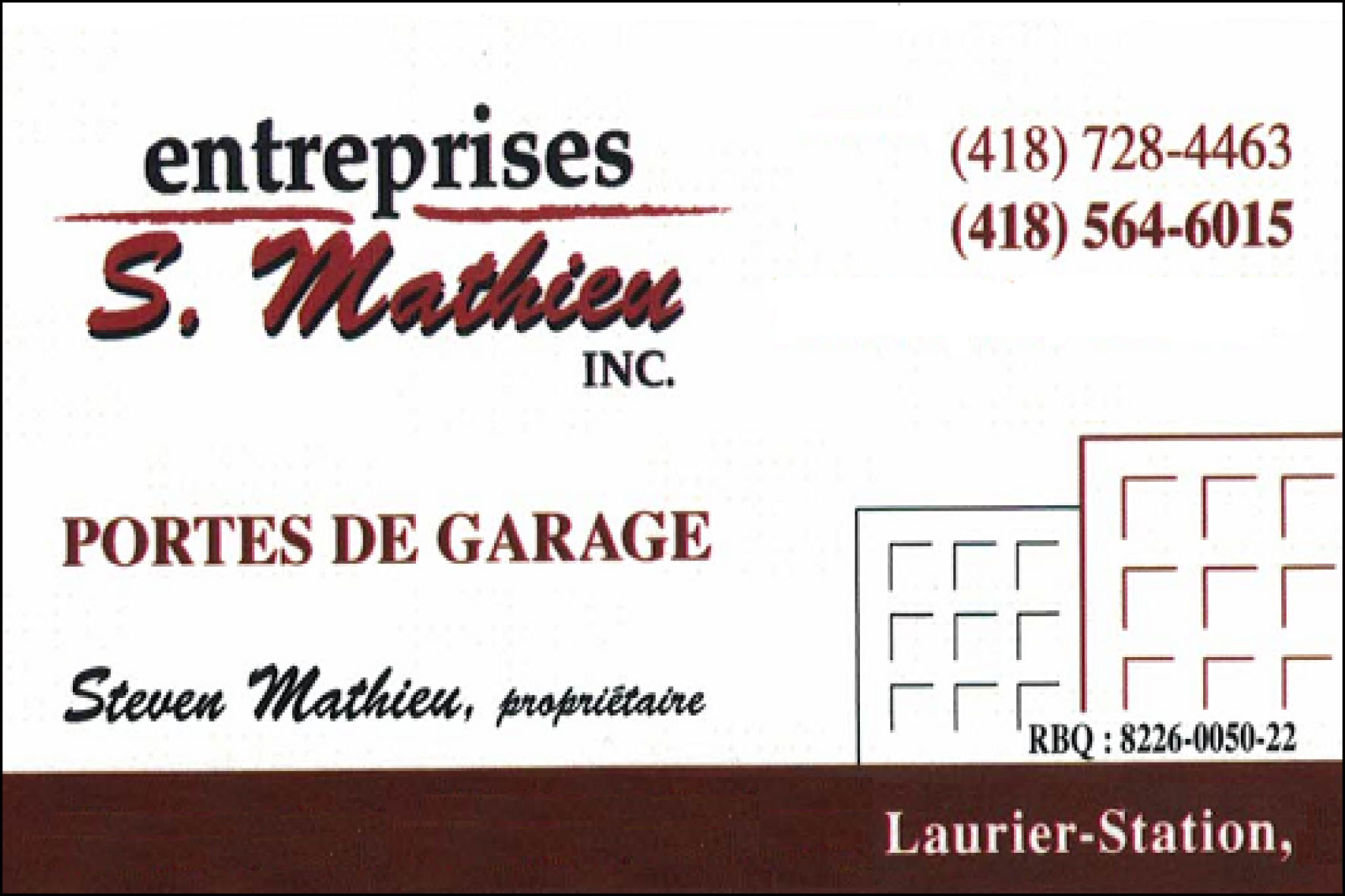 PORTES DE GARAGE S MATHIEU 9018-2643 QUÉBEC INC